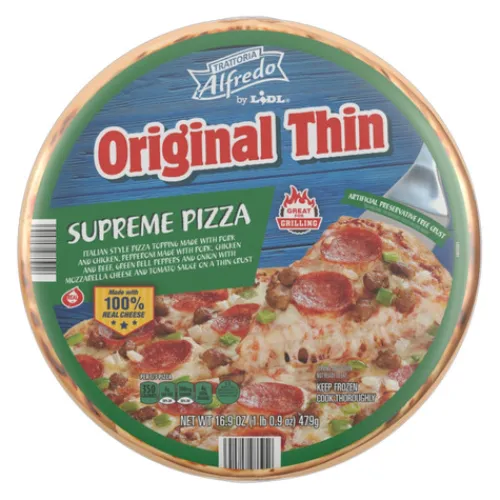 Trattoria Alfredo Frozen Original Thin Crust Pizza, Supreme^Lidl Clearance